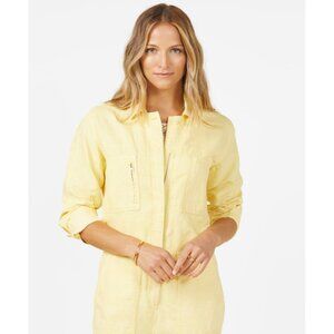 NWT Outerknown Womens Size Small Glow Yellow Station Utility Crop Jumpsuit NEW